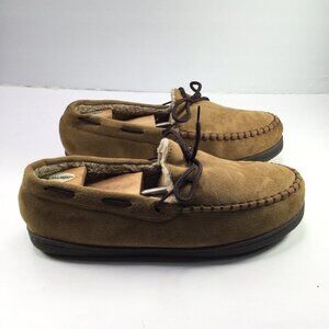 Western Chief Everest Moccasin Slippers Men Size Medium Brown Micro Suede
